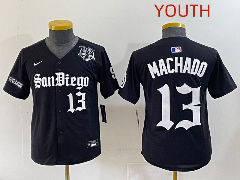 Youth 2025 San Diego Padres #13 Machado Black Five generations Joint Name Nike MLB Jersey style 14